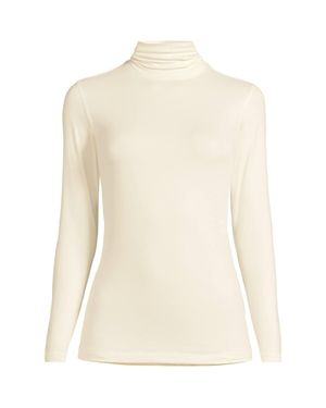 Lands' End Cosy Thermaskin Roll Neck Thermal Top - Natural