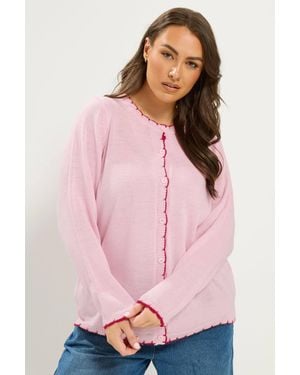 Yours Scallop Edge Cardigan - Pink