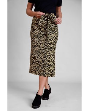 Enorsia Animal Printed Jersey Midi Skirt - Green
