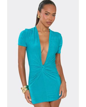 EGO Short Sleeve Twist Mini Dress - Blue