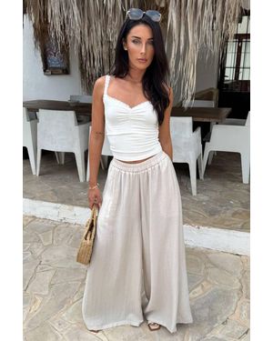 AX Paris High Waist Palazzo Trousers - Natural