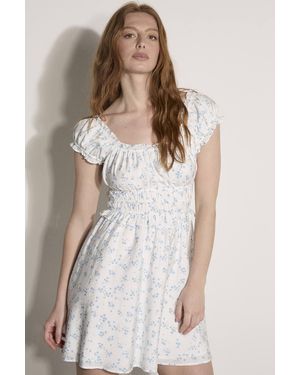 Apricot Floral Ruffle Mini Dress - White