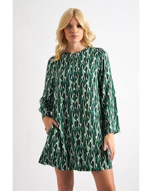 Louche Gwenola Mid Century Retro Print Mini Dress - Green