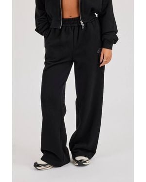CERNUCCI Chain Stitch Wide Leg Jogger - Black