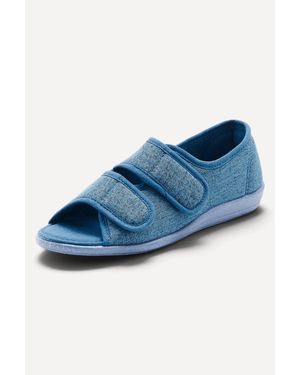 DAMART Touch-Fasten Shoe Textile Upper, Regular Fit, Open Toe - Blue