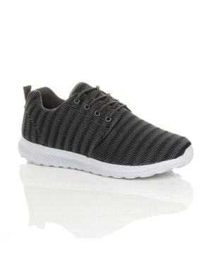 AJVANI Low Heel Memory Foam Lace Up Trainers - Black