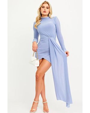 Stylewise High Neck Ruched Wrap - Blue