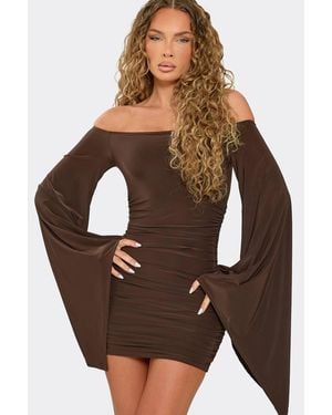 EGO Long Sleeve Mini Dress - Brown