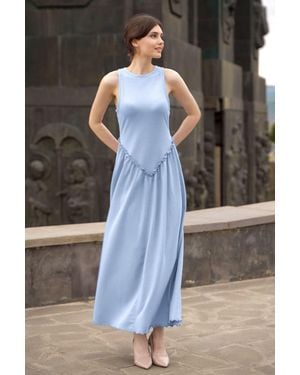 Enorsia Frill Detail Sleeveless Jersey Maxi Dress - Black