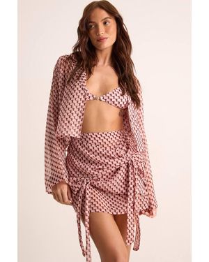 Nasty Gal Geo Tie Wrap Beach Skirt - Red