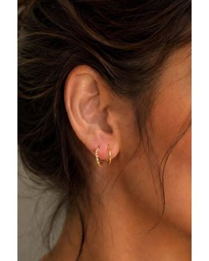 Otis Jaxon London Illusion Beaded Double Hoop Spiral Single Piercing Earrings - Black