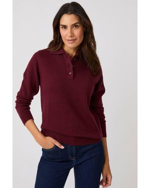 DAMART Classic Polo Collar Easy Care Long Sleeved Knitted Jumper - Red