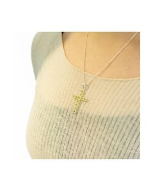 KDMD Plated Peridot Crucifix Pendant - Natural