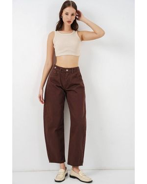 Bigdart High Waist Wide Leg Jeans - Brown