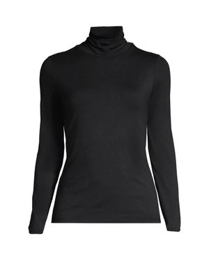 Lands' End Plus Cotton-Modal Roll Neck Top - Black