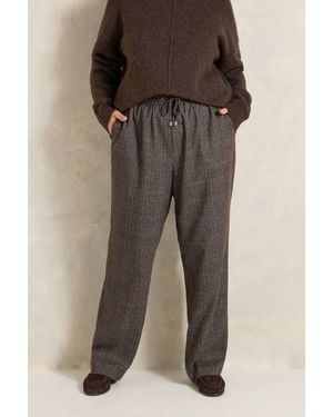 Evans Check Straight Leg Trousers - Brown