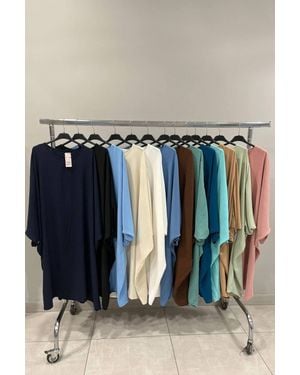 Rebellious Fashion Devon Oversized Batwing Sleeve Flared Dress - Blue