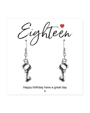 Aye Do Gifts 18Th Birthday Key Charm Earrings & Gift Card - White