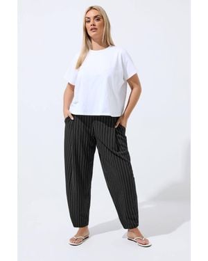 Yours Pinstripe Barrel Trousers - White