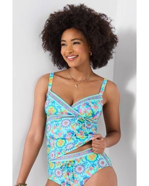 Joe Browns Tankini Top With Vibrant Print & Clasp Detail - Blue