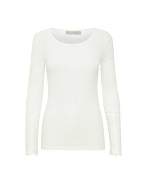 Fransa Long Sleeve T-Shirt Hizamond - White