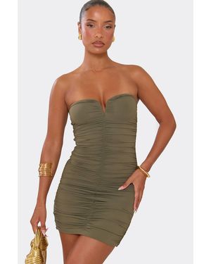 EGO Sleeveless Ruched Mini Dress - Green