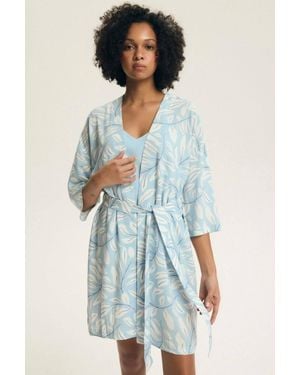 KDMD Viscose Knee Length Bathrobe - Blue