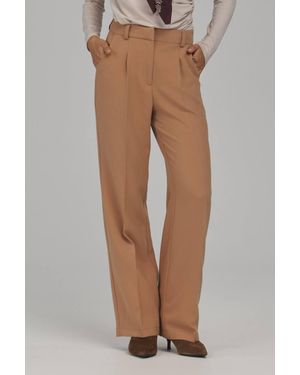 Love Lace Everyday High Waisted Tailored Trousers With Pockets - Brown