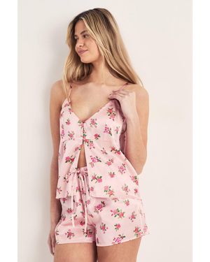 Nasty Gal Floral Cami Shorts Set - Pink