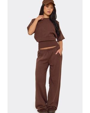 EGO Wide Leg Pocket Detail Mid Rise Joggers - Red