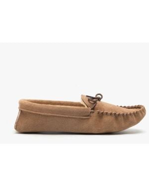 Mokkers Jake Suede Moccasin Slippers - White