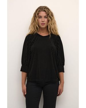 Kaffe Kacaca 3/4 Sleeve Relaxed Fit Blouse - Black