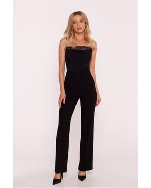 Love Lace Office Viscose Lightweight Tailored Trousers - Blue