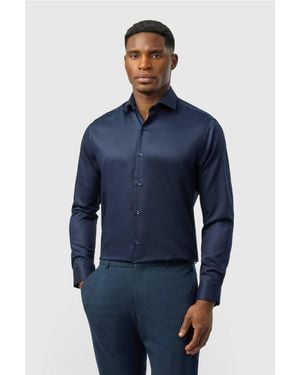 Alexandre Silver Label Long Sleeve Cutaway Collar Tailored Formal Shirt - Blue