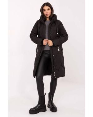 Love Lace Winter Quilted Hooded Puffer Jacket - Black