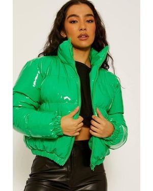 Stylewise Faux Leather Puffer - Green