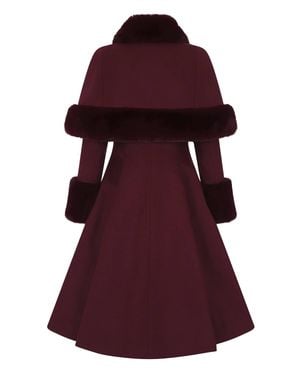 Hell Bunny Capulet Short Faux Fur Trims Detachable Cape Coat - Red