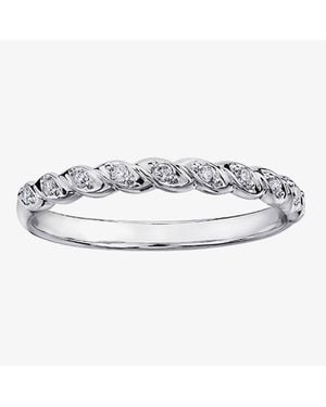 T.H.Baker 9Ct 0.08Ct Diamond Rope Half Eternity Ring Ch565Wg-10 M - Metallic