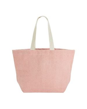 Westford Mill Washed Jute Beach Soft Touch Tote Bag - Pink