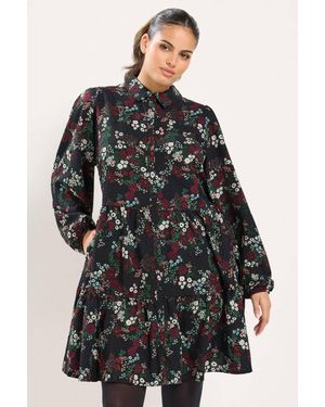 Yours Floral Shirt Dress - Black