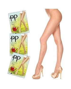 Pretty Polly Naturals Gentle 8 Denier Oiled Tights Triple Pack - Yellow