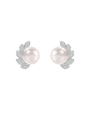 The Diamond Store Eden 7.5Mm Pearl & Lab Diamond Stud Earrings - White
