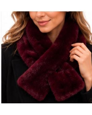Love EMVY Faux Fur Pull Through Stole Scarf - Red