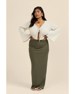 FASHION-SZN Curve Mesh Straight Fit Maxi Skirt - Natural