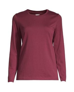 Lands' End Petite Supima Long Sleeve Crew Neck T-Shirt - Purple