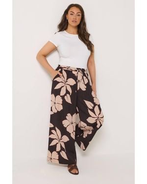 Yours Floral Wide Leg Trousers - White