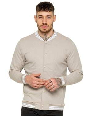 Enzo Varsity Bomber Jacket - Grey
