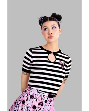 Hell Bunny Robbie Top Ultra Soft Knitted & Striped Top - White
