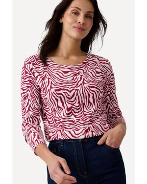 DAMART Fine Knit Long Sleeved Round Neck Animal Print Jumper - Red