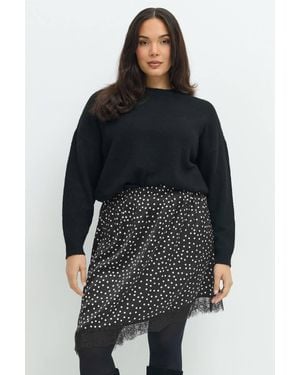 Yours Asymmetric Polka Dot Skirt - Black